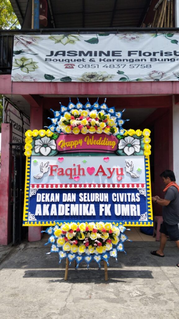 papan bunga happy wedding