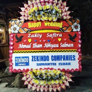 papan bunga happy wedding 3